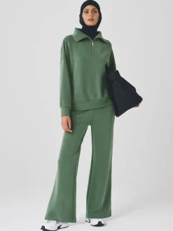 Grijs-groen - Active Modal sweatshirt met kwart-rits*Next