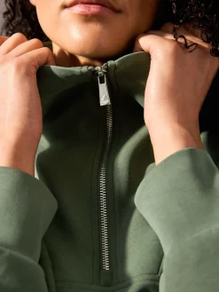 Grijs-groen - Active Modal sweatshirt met kwart-rits*Next