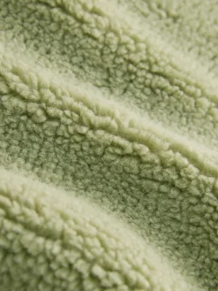 Grijs-groen - Borg Quarter Zip Fleece with Fur Collar*Next Discount