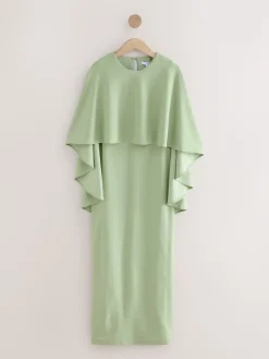 Grijs-groen - Lange jurk met cape*Next Online