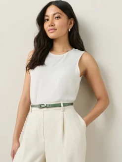 Grijs-groen - Satin Skinny Belt with Diamante Square Buckle*Next New