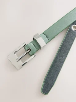 Grijs-groen - Satin Skinny Belt with Diamante Square Buckle*Next New