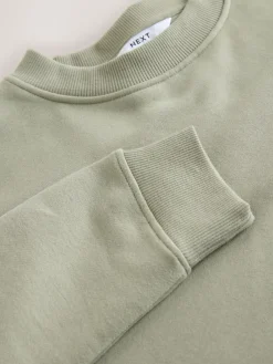 Grijs-groen - Supersoft Peached Essentials sweatshirt met ronde hals en naaddetail*Next Clearance