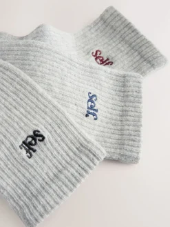 Grijs/marineblauw/paarsrood - zelf. 3 paar lounge enkelsokken met verzachte zool*self. Clearance