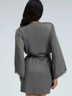 - Kaya Lace Trim Satin Robe*Boux Avenue Clearance