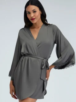 - Kaya Lace Trim Satin Robe*Boux Avenue Clearance