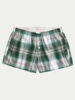 - Christmas Flannel Check Pyjama Shorts With Logo Waistband*Hollister Discount