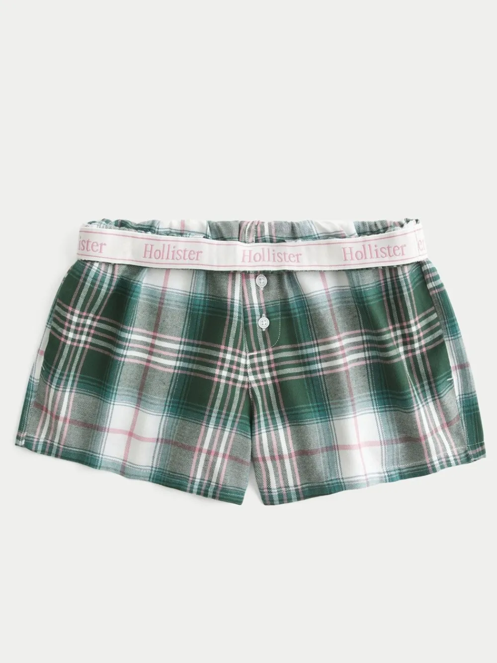 - Christmas Flannel Check Pyjama Shorts With Logo Waistband*Hollister Discount