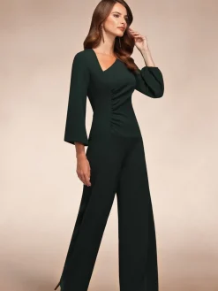 - Ruched Jumpsuit with Sleeves*Hot Squash