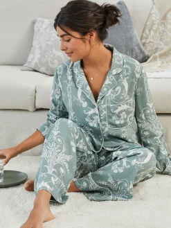 Groen - Josette pyjama met knopen*Laura Ashley New