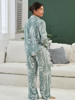 Groen - Josette pyjama met knopen*Laura Ashley New