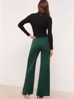 Groen - - Broek met wijde pijpen en hoge taille*Lipsy New
