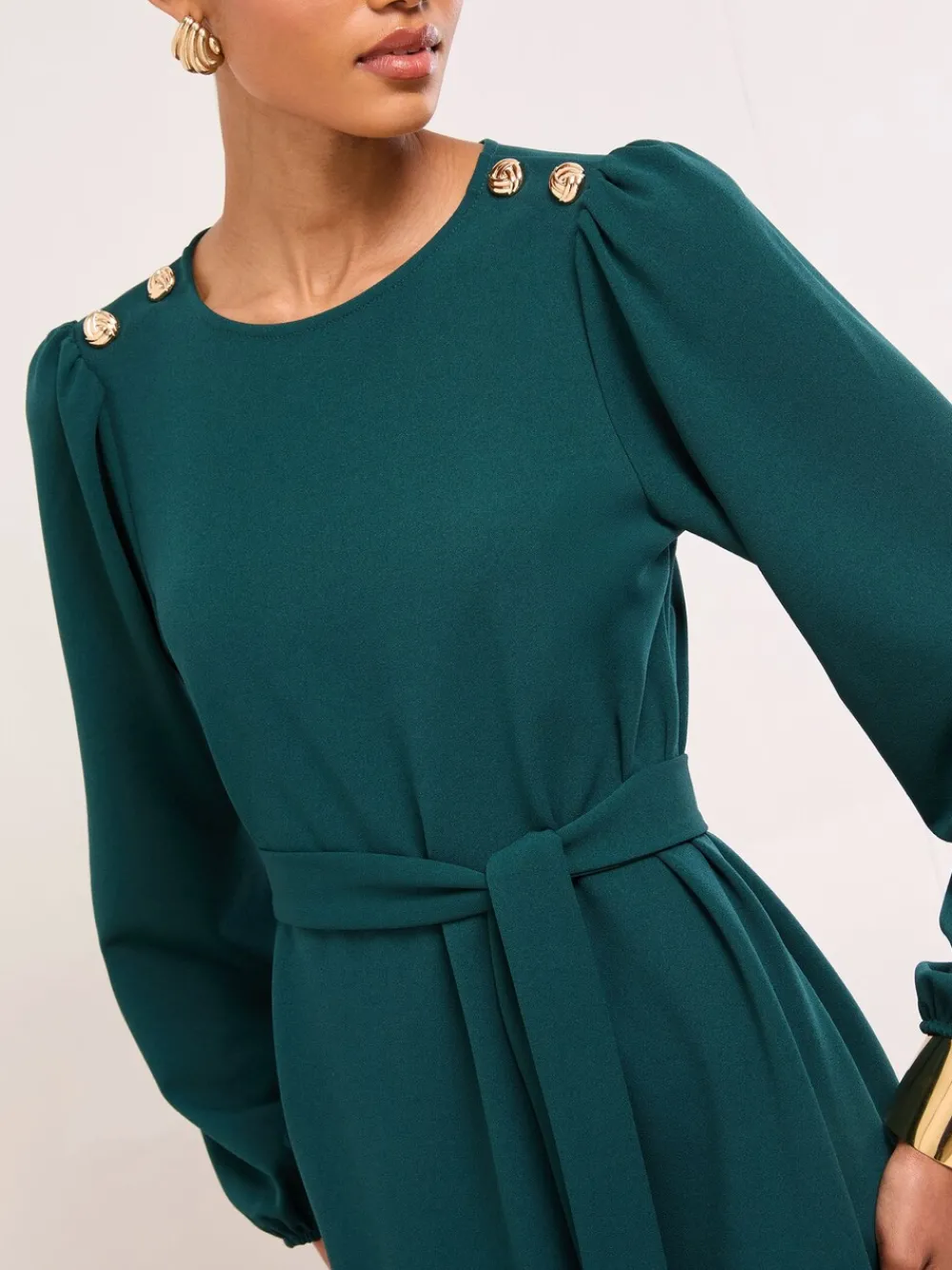 - Mini Military Button Long Sleeve Tie Shift Dress*Lipsy Outlet