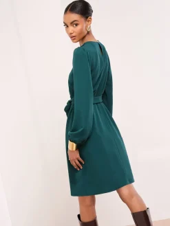 - Mini Military Button Long Sleeve Tie Shift Dress*Lipsy Outlet