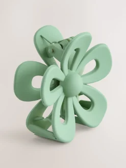 Groen - Matte Flower Hair Claw*Next Outlet
