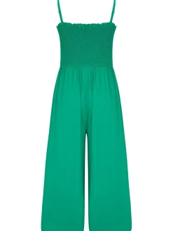 Groen - strandjumpsuit met halflange pijpen en aangrimpeld lijfje*Pour Moi Hot