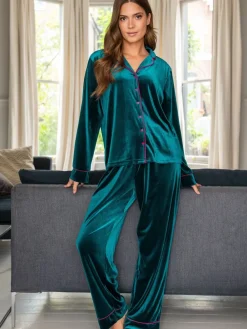 - velours pyjamaset met Cubaanse kraag*Pour Moi Discount