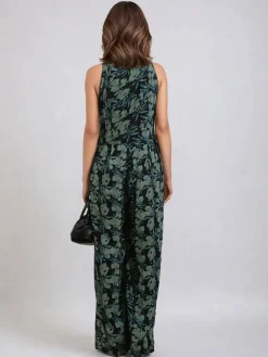 Groen - Crew Wide Leg Jumpsuit in Abstract Façade Print*Religion Best