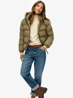 Groen - - Gewatteerd sportjack met capuchon*Superdry Clearance