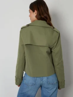 - cropped trenchcoat met dubbele rij knopen*Threadbare Hot