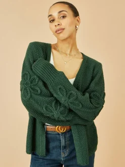 - Edge to Edge Cardigan With Flower Detail Sleeves*Yumi Hot