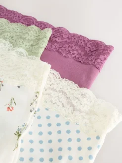 Groen met bloemetjesprint - Katoenen kanten slipjes 4 stuks*Next Clearance