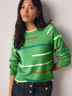 Groen multi gestreept - Superzachte trui met ronde hals en lange mouwen*Next Best