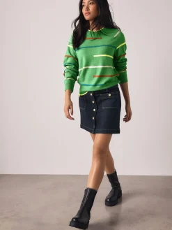Groen multi gestreept - Superzachte trui met ronde hals en lange mouwen*Next Best