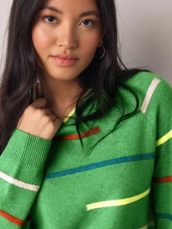 Groen multi gestreept - Superzachte trui met ronde hals en lange mouwen*Next Best