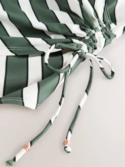 Groen/crème Strepen - Badpak met vormgevende zijrimpeling en buikcorrectie*Next New