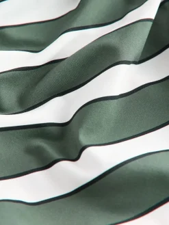 Groen/crème Strepen - Badpak met vormgevende zijrimpeling en buikcorrectie*Next New