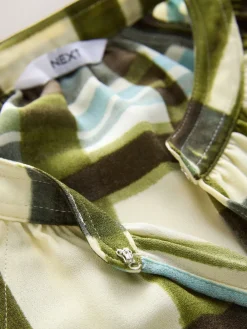 Groen/ecru geruit - Blouse met V-hals en lange mouwen*Next Clearance