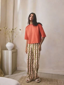 Groen/ecru gestreept - Katoenen pyjama met korte mouw*Next Online