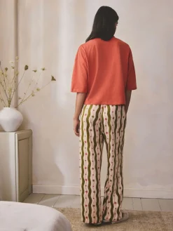 Groen/ecru gestreept - Katoenen pyjama met korte mouw*Next Online