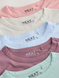 Groen/Paars/Blauw/Ecru/Roze - Set van 5 stuks 100% katoenen T-shirts met lange mouwen*Next