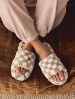 Groen/wit - Checked Slider Slippers*Next