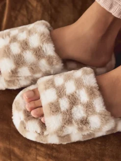 Groen/wit - Checked Slider Slippers*Next