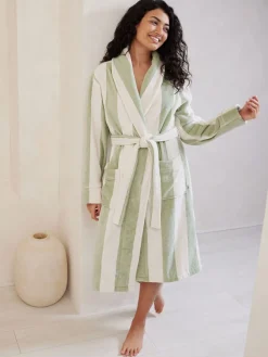 Groen/wit - 100% Cotton Towelling Dressing Gown*Chelsea Peers Hot