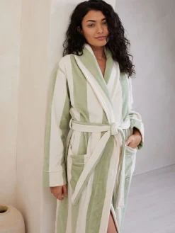 Groen/wit - 100% Cotton Towelling Dressing Gown*Chelsea Peers Hot