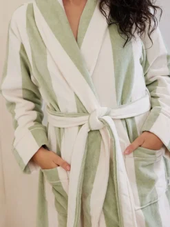 Groen/wit - 100% Cotton Towelling Dressing Gown*Chelsea Peers Hot