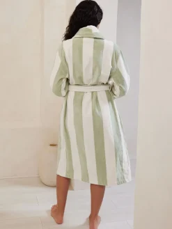 Groen/wit - 100% Cotton Towelling Dressing Gown*Chelsea Peers Hot