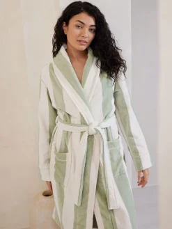 Groen/wit - 100% Cotton Towelling Dressing Gown*Chelsea Peers Hot