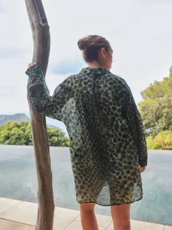 Groen/zwart - Overhemd met strandbedekking*Next Online