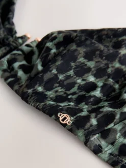 Groen/Zwart luipaardprint - Beugelbikinitop zonder vulling*Next Hot