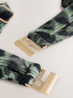 Groen/Zwart luipaardprint - Buikcorrigerende bikinitop met vulling en beugel*Next Discount