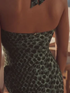 Groen/Zwart luipaardprint - Halterbadpak met buikcorrectie*Next Hot