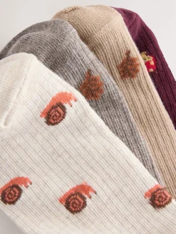 Herfstdieren Ditsy - 4 Paar sneakersokken*Next Sale