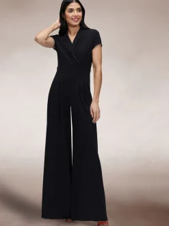Black Cap Sleeved Wide Leg Jumpsuit*Hot Squash
