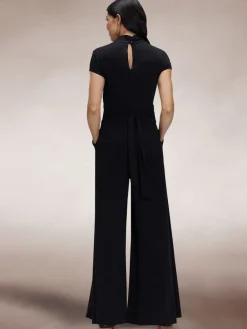 Black Cap Sleeved Wide Leg Jumpsuit*Hot Squash