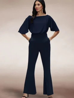 Blue Drop Shoulder Jumpsuit*Hot Squash Hot
